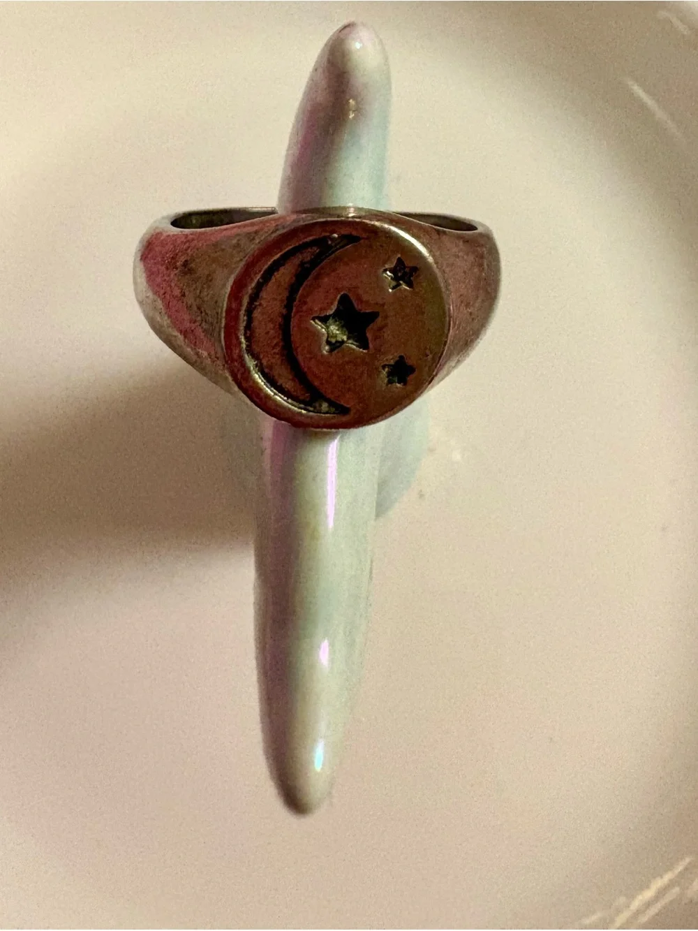 Silver Moon & Stars Signet Ring